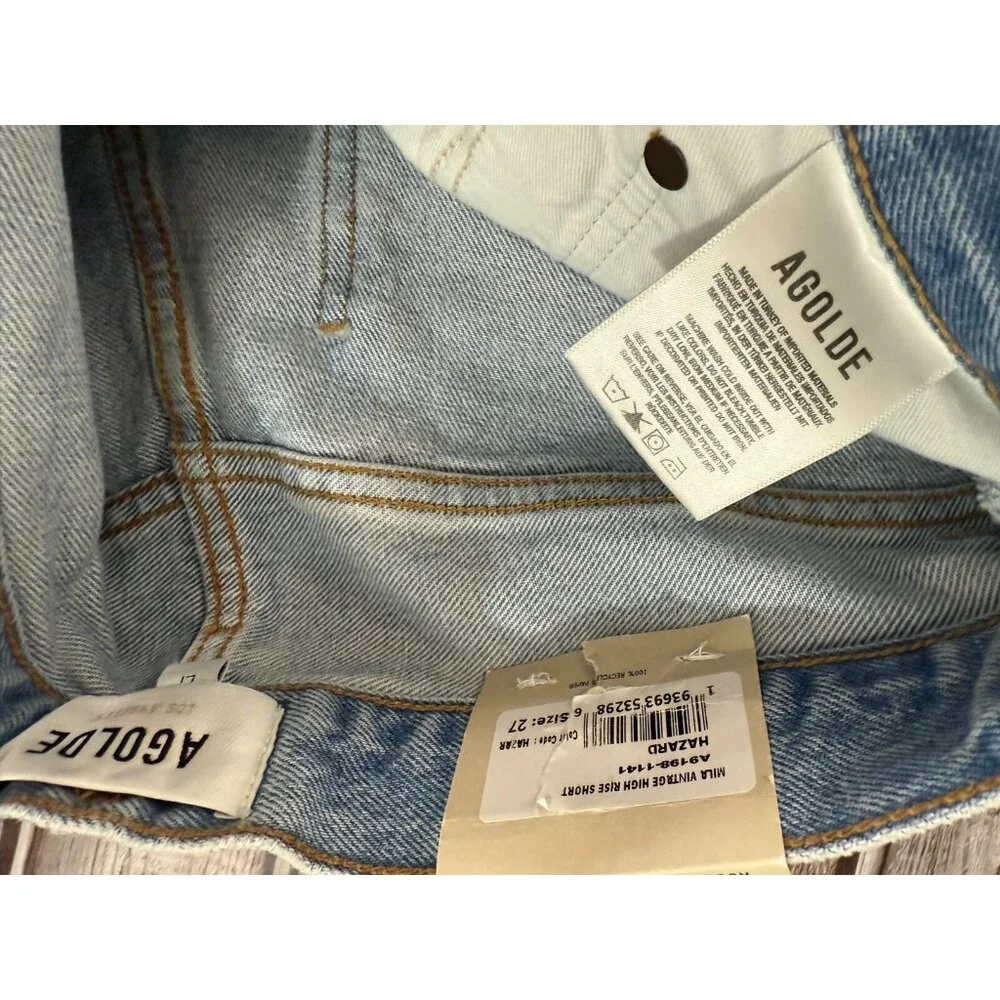 Agolde Mila Vintage HR Denim Short Size 27 Hazard Wash NWT mspr 148 Anth… - Picture 2 of 4